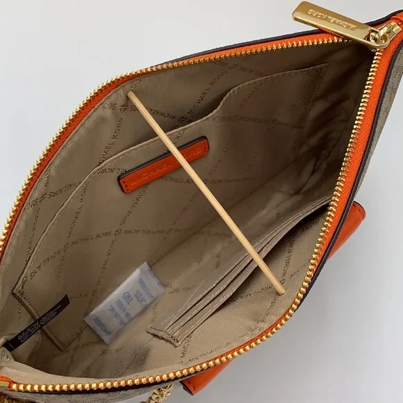 Michael Kors Jet Set LG 2 in 1 card case wristlet Wallet POPPY BROWN SIG… - Picture 13 of 16